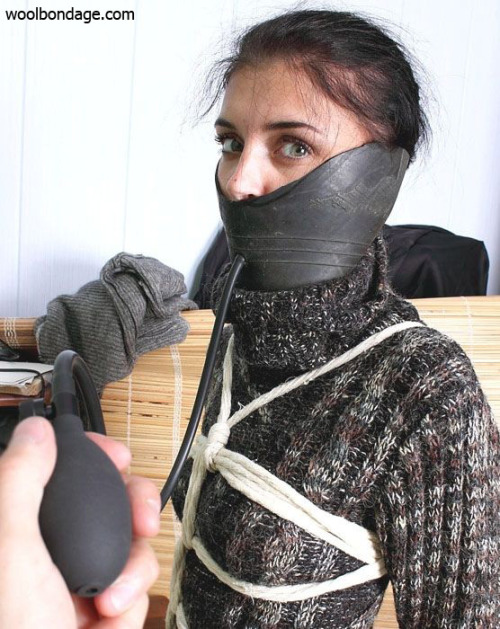 woolbondage:woolbondage slave Sabina gagged and pumped in pure...