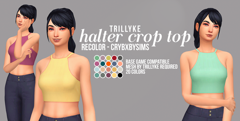 sims 4 maxis match cc — crybxbysims: crybxbysims ; halter crop top ...