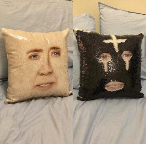 amazon nicolas cage pillow sequin