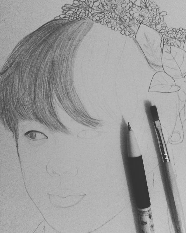 꿀벌 — Why jin is so handsome! #draw #art #jin #bts...