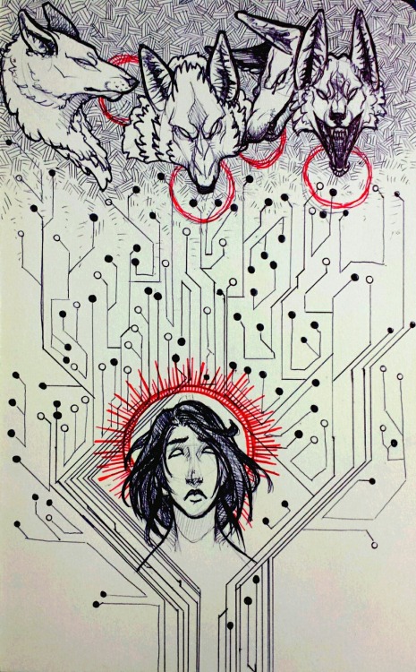 inktober ls lunar syndicate werewolves modern era chiyo samurai technomancer