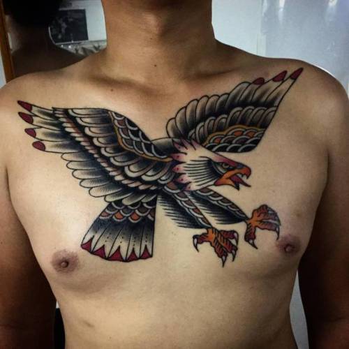 Tattoo tagged with: harryharvey, traditional, big, animal, chest, eagle,  bird, facebook, twitter 