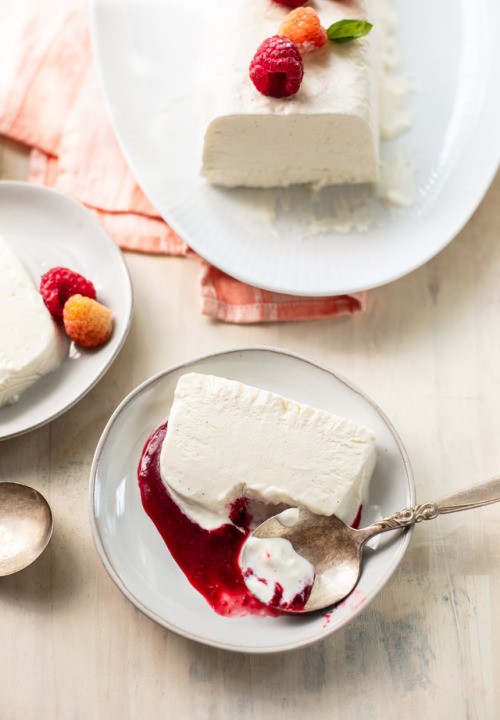 fullcravings:Triple Cream Vanilla Semifreddo with Raspberry...