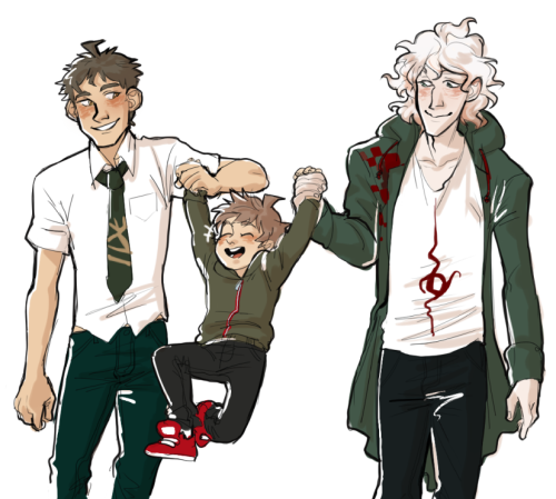 cosmiq:some doodles of hinata and komaeda being naegi’s really...