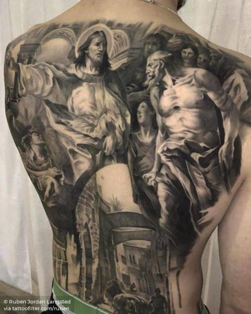 By Ruben Jordan Langsted, done at Death or Glory Tattoo,... backpiece;big;black and grey;facebook;healed;other;ruben;twitter