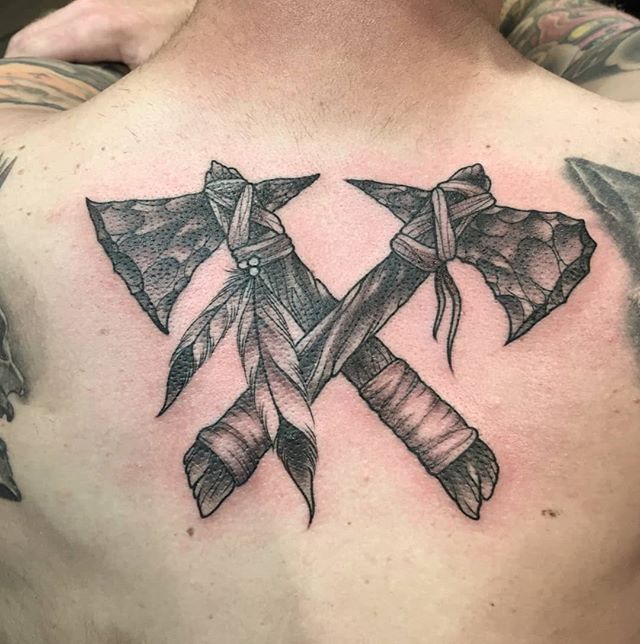 Golden Eagle Tattoo Tomahawks To The Back At Kenknoxart