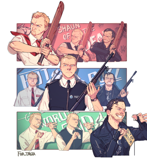 Cornetto trilogy fanart for my friend who really love Simon Pegg...