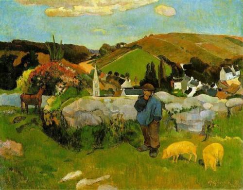 artist-gauguin:Swineherd, Brittany, Paul GauguinMedium:...