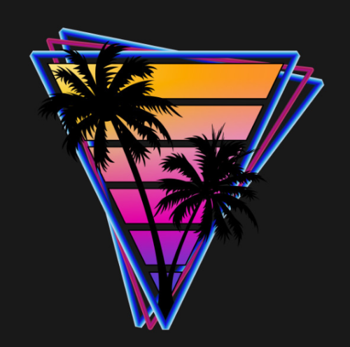 the-outrun:Retrowave style palm tree sunset Fan art.