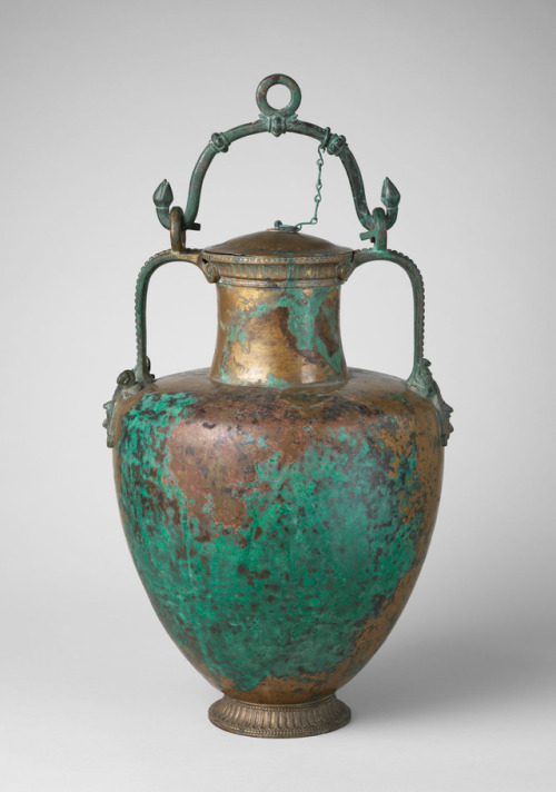 theancientwayoflife:~ Bronze neck-amphora (jar) with lid and...