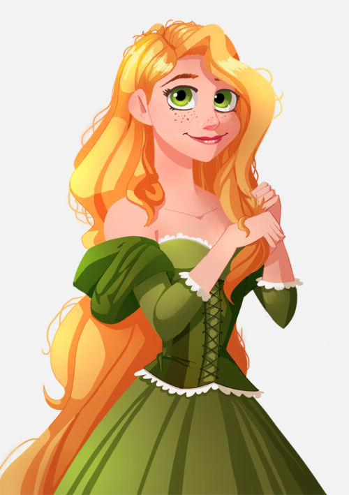 jodimcbun:I was inspired to draw Rapunzel in a green dress after...