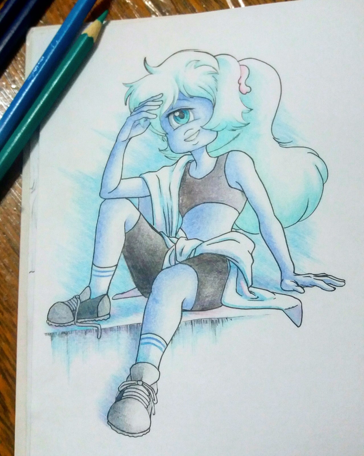I love: her 
So, Rebecca Sugar posted this very pretty sketch yesterday and I couldn't help myself. I have no regrets
Also I hate my phone camera