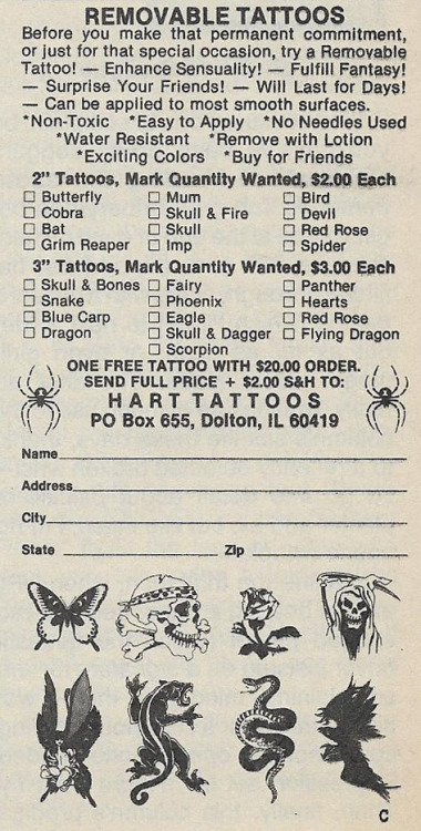 Removable TattoosJuly 1990