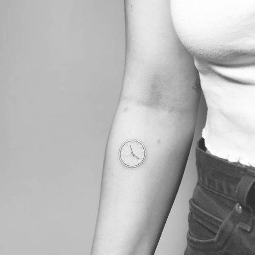 By Christopher Vasquez, done at West 4 Tattoo, Manhattan.... vasquez;small;micro;line art;clock;tiny;ifttt;little;minimalist;inner forearm;other;fine line