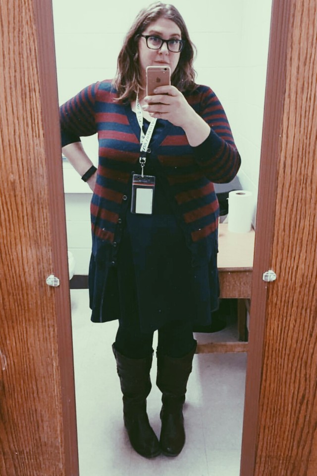 what the librarian wore: A striped cardigan #whatthelibrarianwore...