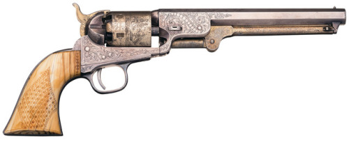 peashooter85:Colt Model 1851 Navy revolver with carved Mexican...