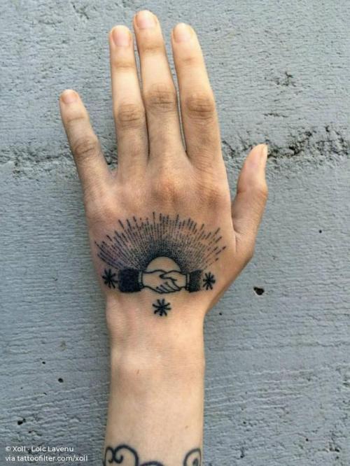 By Xoïl · Loïc Lavenu, done at Nuit Noire Tattoo, Vernier.... hand;anatomy;handshake;hand poked;facebook;twitter;xoil;medium size