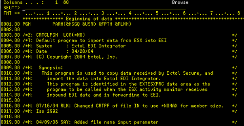 EXTOL CLP: RCVESXDTA for EXTOL Secure Exchange (ESX)
