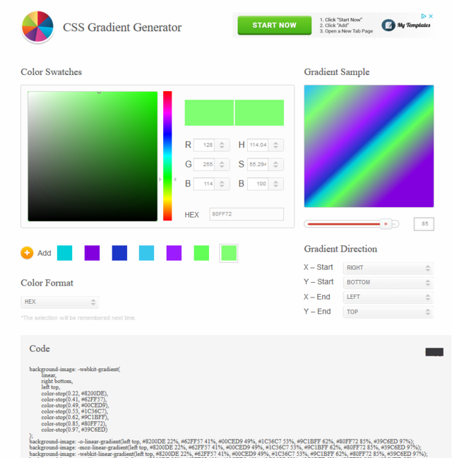 Jones Web Goods  CSS  Gradient Generator  Gradients made 