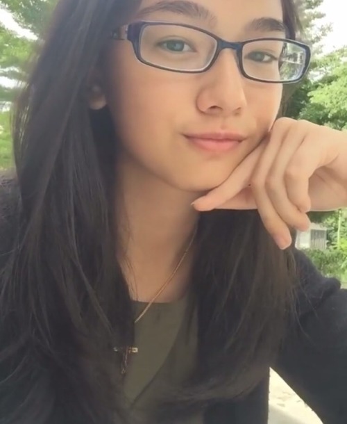 asian-teen-girl:A nerd in school, a slutty whore outside. Would...