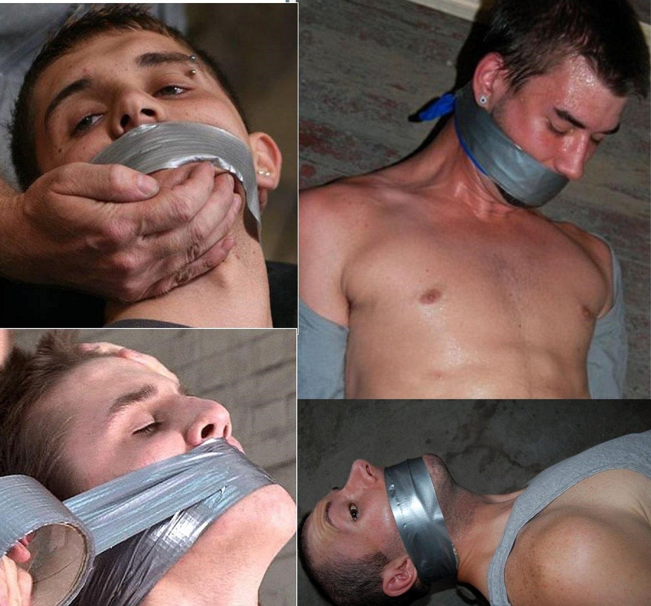 Slideshow ducttape bondage.