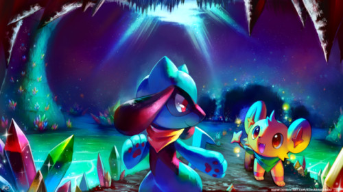 pmd pokemon mystery dungeon shiny shinx shinx riolu cave crystals pokemon nintendo gaming myart