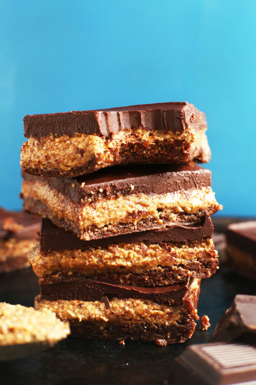 veganfoody:No Bake Almond Butter Cup Bars (GF)