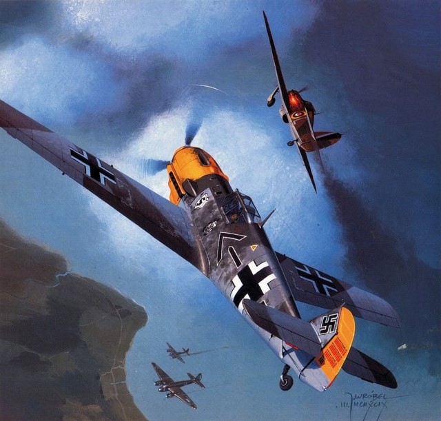 Pinturas Aviación II Guerra Mundial — B109E Galland abate Hurricane ...