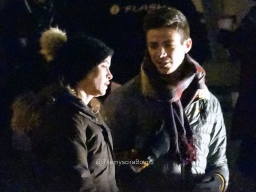 Some photos of Grant Gustin and DaniellePanabaker on the set of...