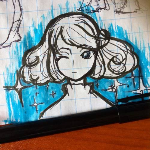 Blue + poof hair#inktober #anime #manga #art #drawing #ink...