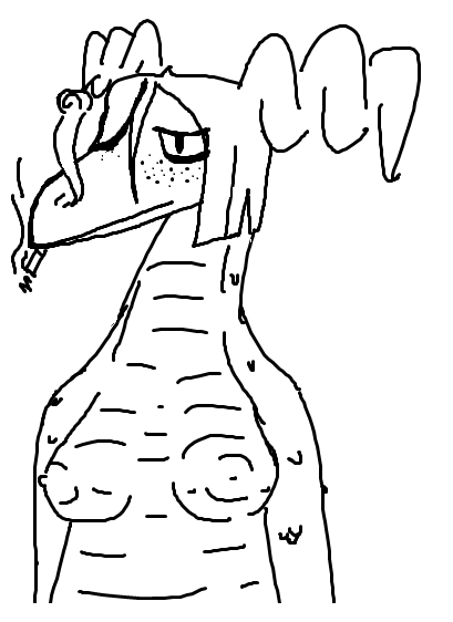 A doodle of Sally the dragon babe I made in Microsoft paint who...