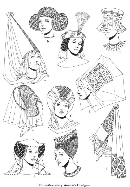 cuirassier:15th century women’s headdress, from “Medieval...