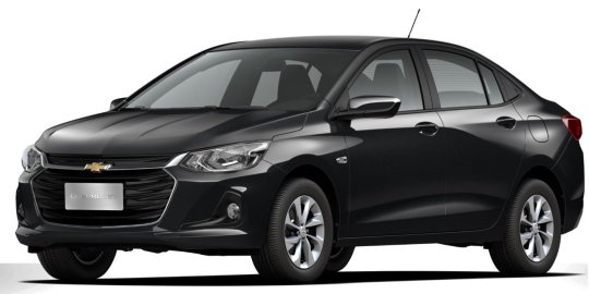 novo chevrolet onix plus lt preto visto de frente: modelo é o carro mais econômico do Brasil