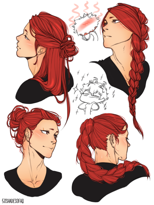 50shadesofhq:I tried to draw Kirishima with long hair and he’s...