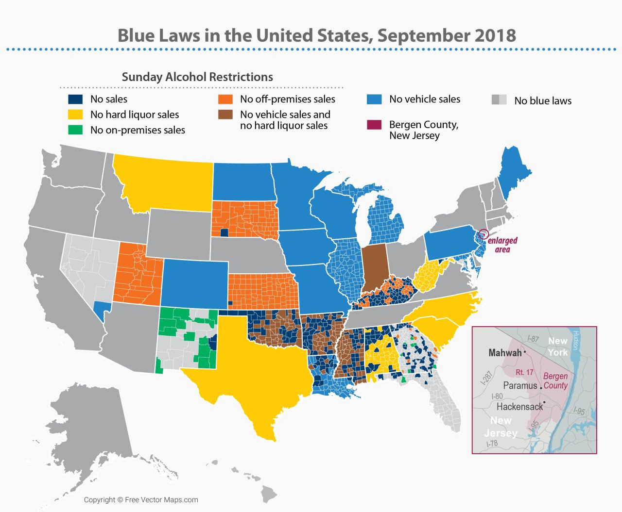 mapsontheweb: “Sunday Alcohol Restrictions in the US. ”