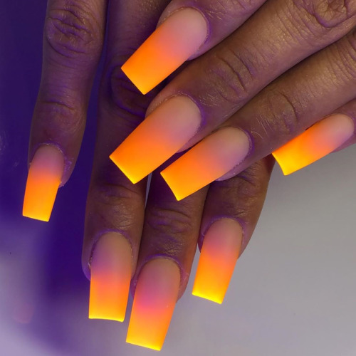 orange glow in the dark nails