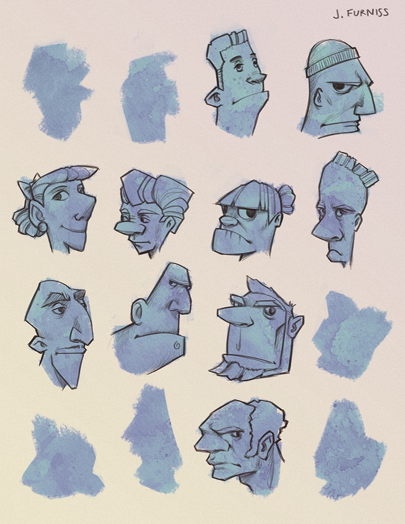 Playing with shapes while sketching some heads. Drawn by joifish. Follow her on Instagram — Immediately post your art to a topic and get feedback. Join our new community, EatSleepDraw Studio, today!