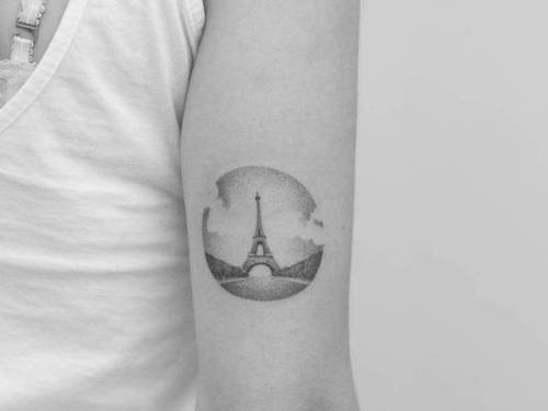 By Nano · Ponto a Ponto, done at Iris Tattoo, Buenos Aires.... nano;small;patriotic;tricep;france;paris;eiffel tower;hand poked;facebook;location;twitter;europe