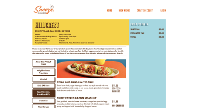 Snooze Eatery online ordering portal