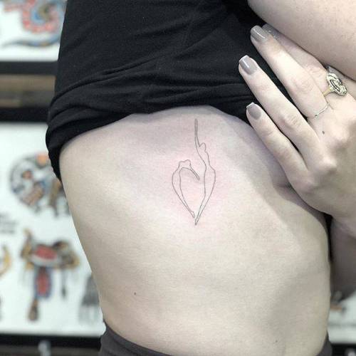 By Joey Hill, done at High Seas Tattoo Parlor, Los Angeles.... fine line;small;single needle;line art;rib;tiny;joeyhill;dancer;ifttt;little;profession