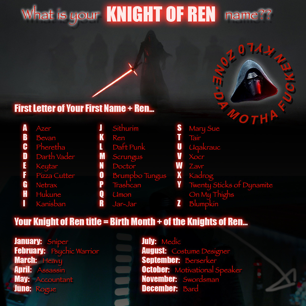 party at the end of tumblr kyloream Knights of Ren Name 