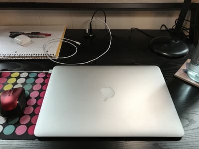 Workspace with Apple MacBook Air laptop