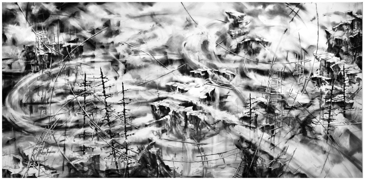 Shipwreck - ink, charcoal, graphite 4’-6" H x 10’-0" W www.scotttulay.com