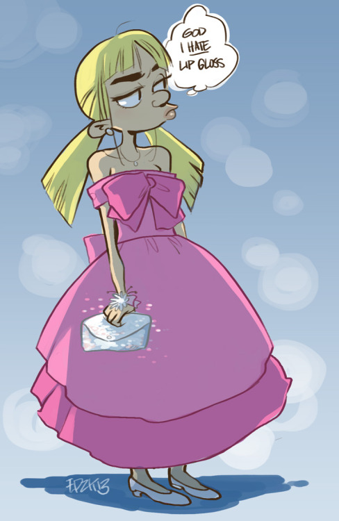 ghostgreen:today’s warm up drawing is Helga in her prom dress...