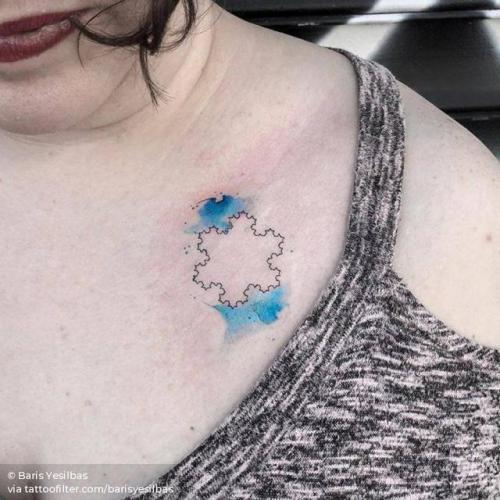 By Baris Yesilbas, done at Gristle Tattoo, Brooklyn.... small;winter;snowflake;chest;graphic;watercolor;tiny;ifttt;little;nature;barisyesilbas;four season