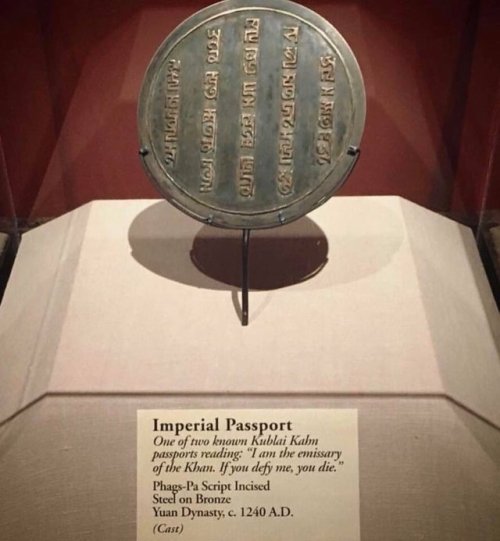 historyarchaeologyartefacts:Imperial passport of Kublai Khan “I...