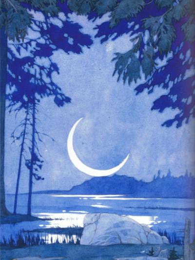 Bilibin Russian Folk Art Print Moon Lake