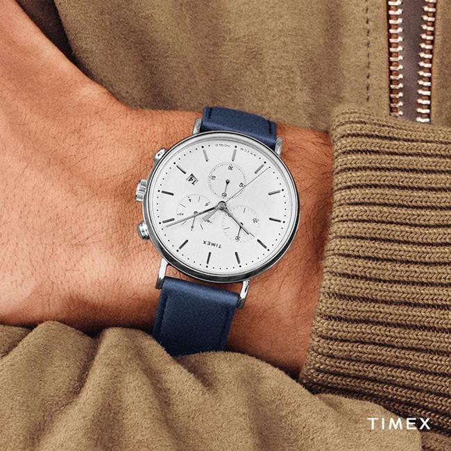 【TIMEX】天美時 復刻系列 簡約復古手錶(深藍/白TXTW2T32500)