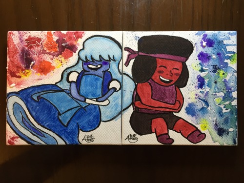 nekofruit:Sapphire and Ruby laughing set Finally finished...