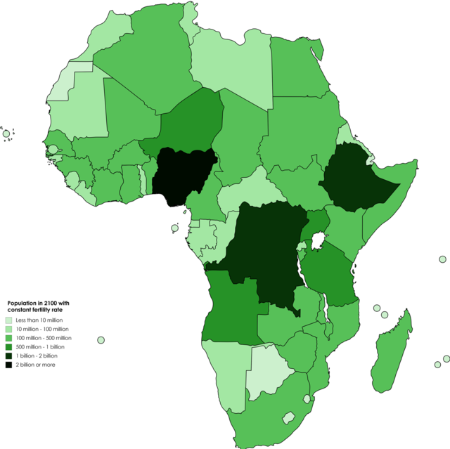 Population of African countries in 2100 with... - Maps on the Web